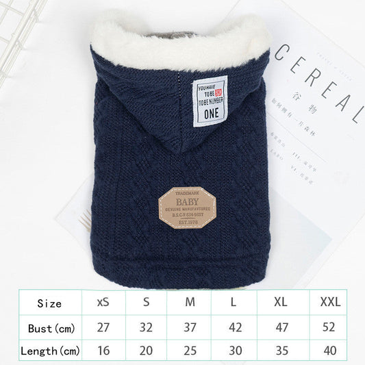Autumn and Winter Thick Warm Hooded Sweater Pet Clothing