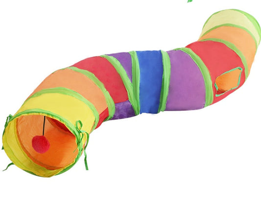 Rainbow S-shaped Cat Tunnel Self-hey Educational Cat Toy Collapsible Cat Tunnel