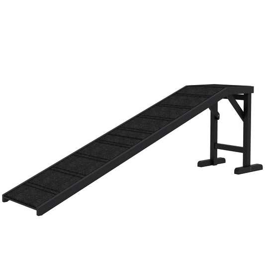 Dog Ramp w/ Non-Slip Carpet and Top Platform, 74" x 16" x 25", Black