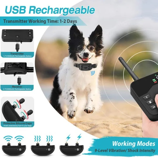 KFX-0156605 Wireless Electric Dog Fence System with Rechargeable Collar for Training and Containment