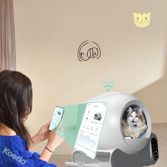 KFX-015891 Smart Semi-Automatic Cat Litter Box with 70L Capacity and APP Control for Easy Odor Removal