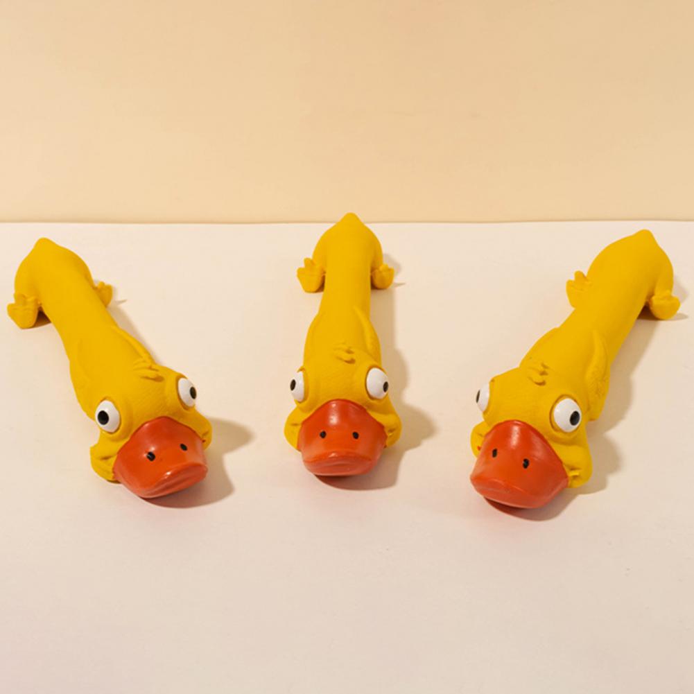 KFX-0193469 Durable Latex Dog Toy for Dental Health - Yellow Duck Design with Squeaker for Teething and Boredom Relief
