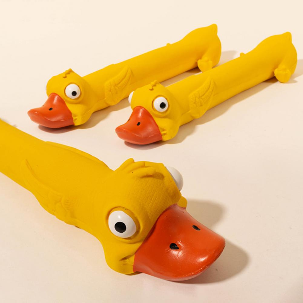KFX-0193469 Durable Latex Dog Toy for Dental Health - Yellow Duck Design with Squeaker for Teething and Boredom Relief