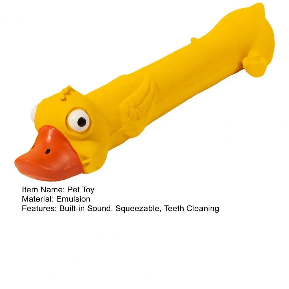 KFX-0193469 Durable Latex Dog Toy for Dental Health - Yellow Duck Design with Squeaker for Teething and Boredom Relief