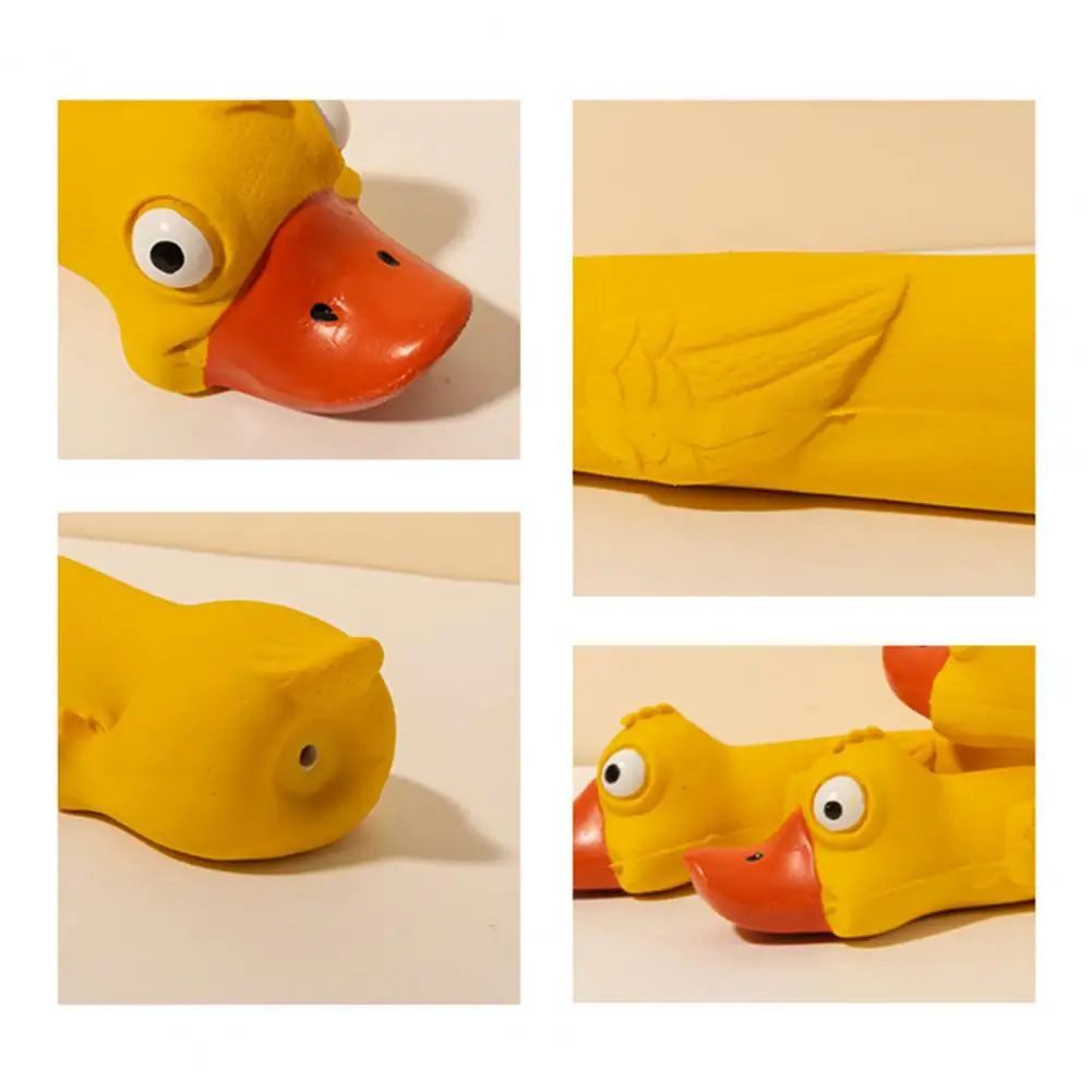 KFX-0193469 Durable Latex Dog Toy for Dental Health - Yellow Duck Design with Squeaker for Teething and Boredom Relief