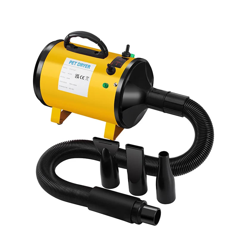 KFX-021459 High Velocity Low Noise Pet Dryer for Cats and Dogs - 3200W Metal Surface Blower