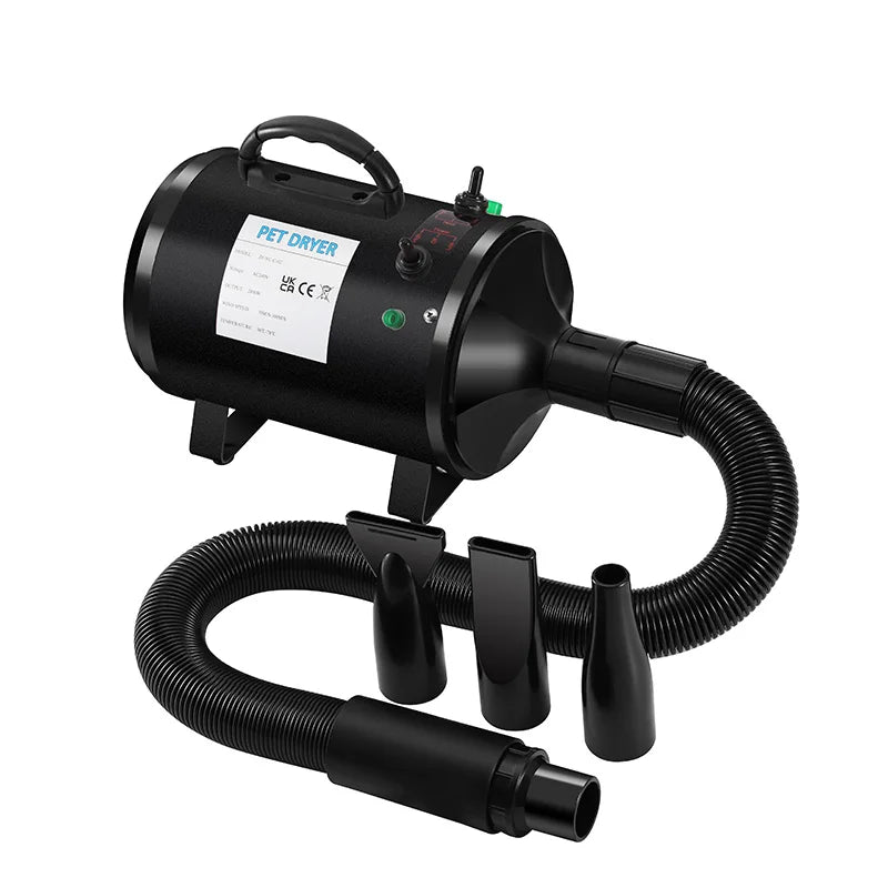 KFX-021459 High Velocity Low Noise Pet Dryer for Cats and Dogs - 3200W Metal Surface Blower