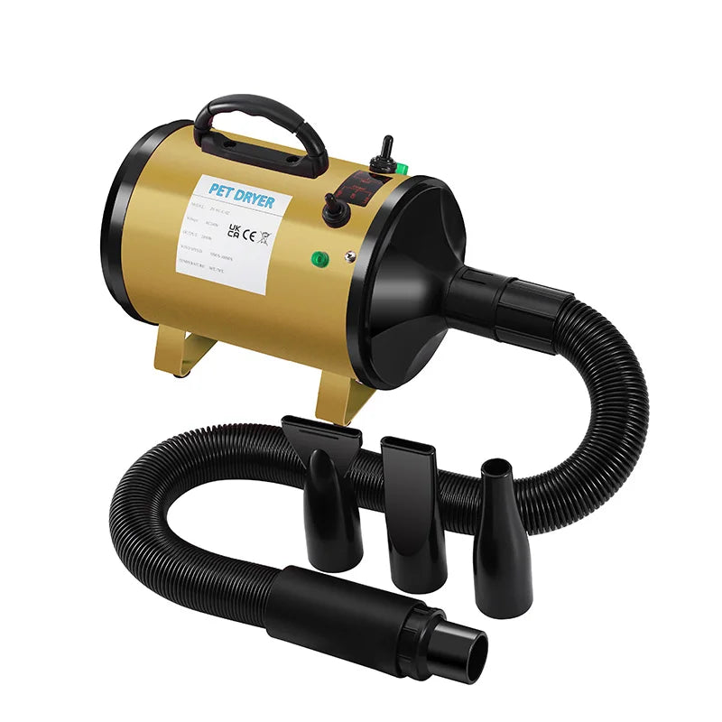 KFX-021459 High Velocity Low Noise Pet Dryer for Cats and Dogs - 3200W Metal Surface Blower