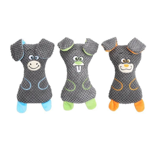KFX-0226237 Interactive Dog Plush Toys with Squeakers for Teeth Cleaning and Playtime in Adorable Animal Shapes
