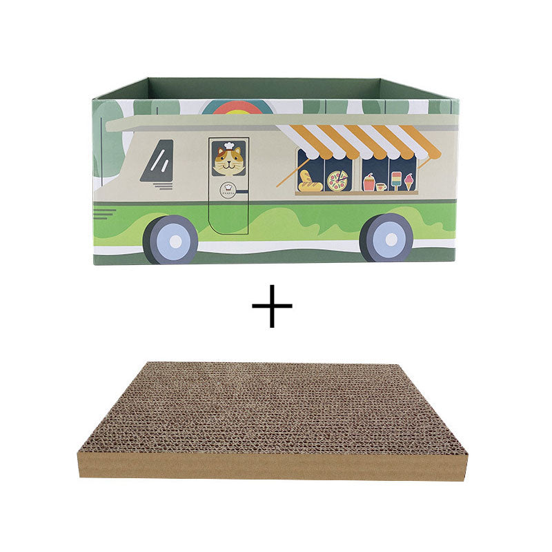 KFX-0481213 Durable Corrugated Paper Cat Scratching Toy with Replaceable Core - Meow & Car Patterns