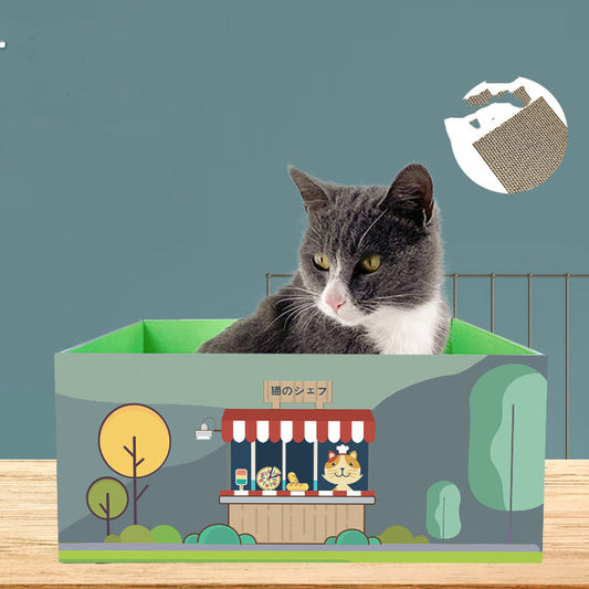 KFX-0481213 Durable Corrugated Paper Cat Scratching Toy with Replaceable Core - Meow & Car Patterns