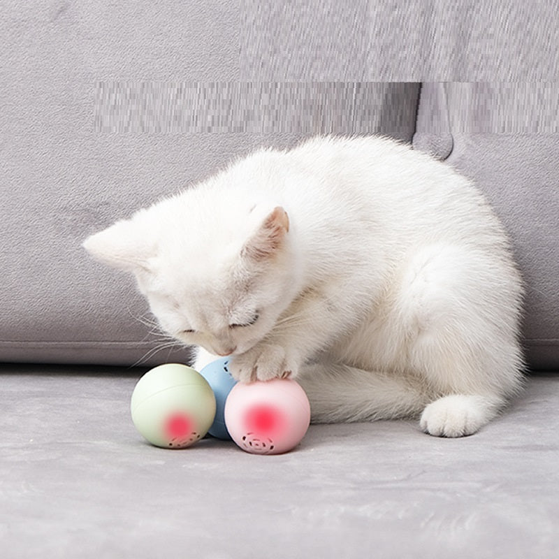KFX-0488381 Self-Hi Music Ball Toy for Cats - Interactive Sound and Bites in Blue, Pink, and Green