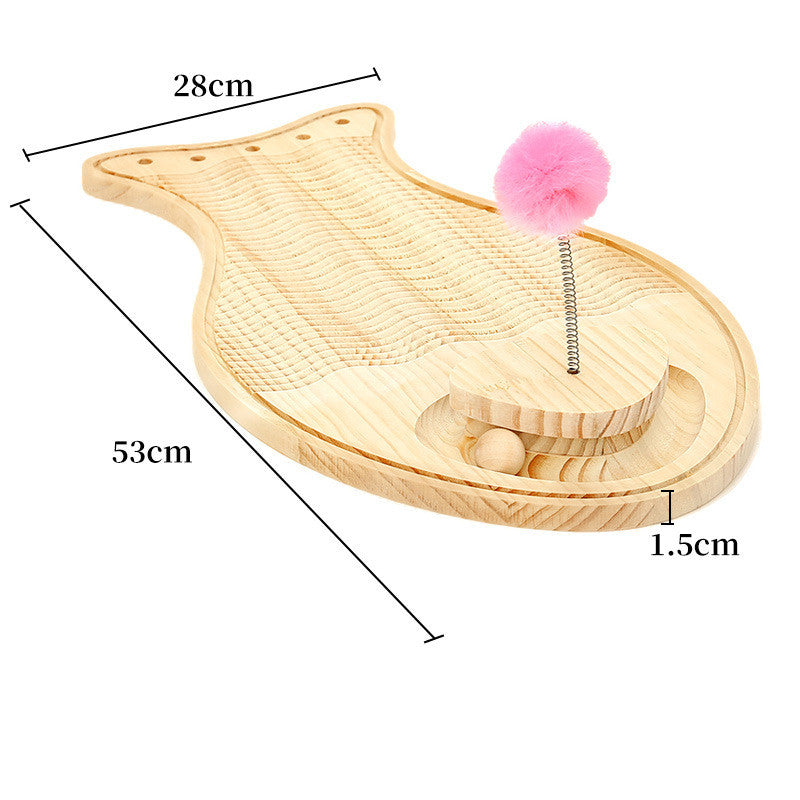 KFX-0546749 Pine Wood Cat Scratcher with Rex Rabbit Fur for Pet Comfort and Curiosity