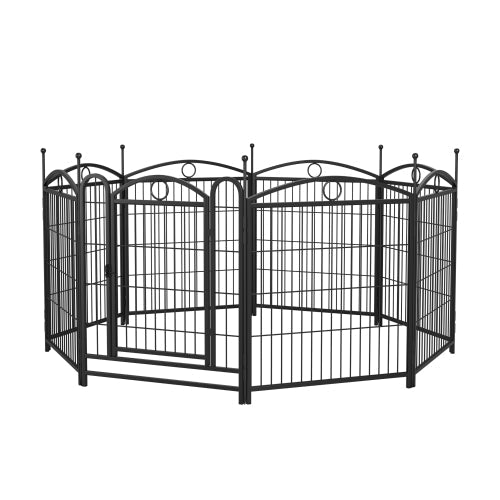 KFX-0548157 32 Inch 8 Panel Metal Dog Playpen for Indoor and Outdoor Use with Door, Heavy Duty Design