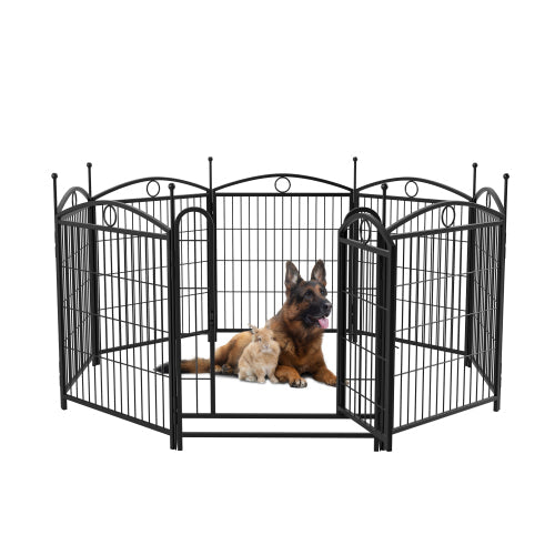 KFX-0548157 32 Inch 8 Panel Metal Dog Playpen for Indoor and Outdoor Use with Door, Heavy Duty Design