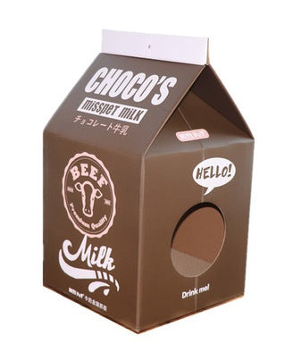 KFX-0612285 Milk Carton Cat Scratcher Toy - High-Density Corrugated Paper, Multiple Flavors