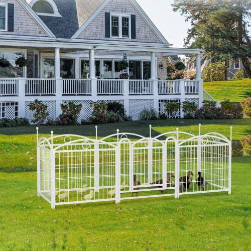 KFX-0623293 Indoor 8-Panel Metal Dog Playpen, 24-Inch High, Foldable with Door, Heavy Duty Iron for Pets