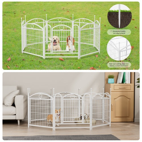 KFX-0623293 Indoor 8-Panel Metal Dog Playpen, 24-Inch High, Foldable with Door, Heavy Duty Iron for Pets
