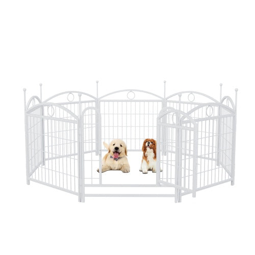 KFX-0623293 Indoor 8-Panel Metal Dog Playpen, 24-Inch High, Foldable with Door, Heavy Duty Iron for Pets