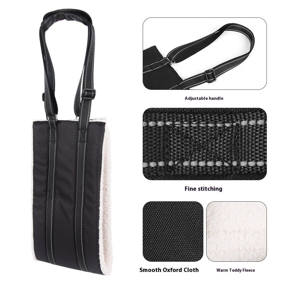 KFX-0641725 Adjustable Dog Rehabilitation Training Belt for Senior and Disabled Pets in Black Teddy Plush