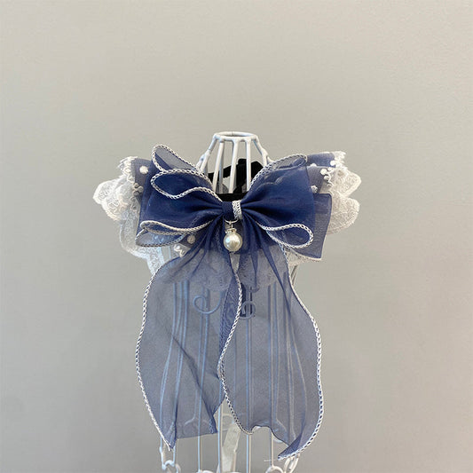 KFX-0679869 Stylish Triangular Pet Scarf with Bow for Cats and Dogs in Blue