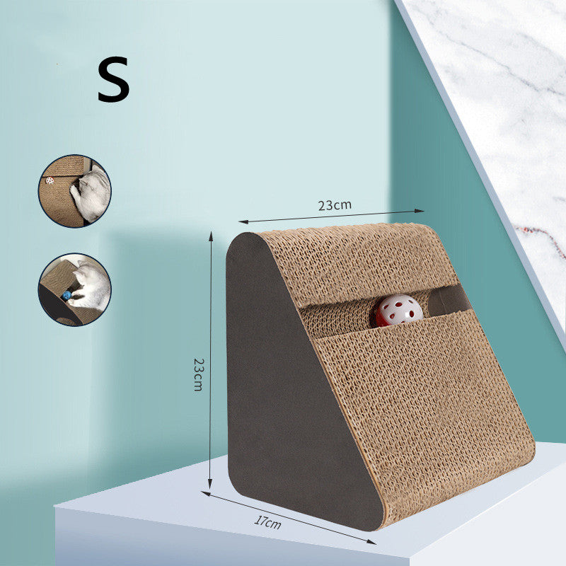 KFX-0710589 Triangle Cat Scratch Board - Corrugated Paper Claw Sharpener in Minimalist Black Design