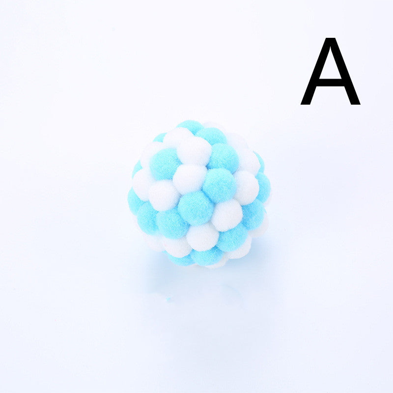 KFX-0750525 Colorful Plush Cat Toy Ball with Sound – Multi-Color Rainbow Design