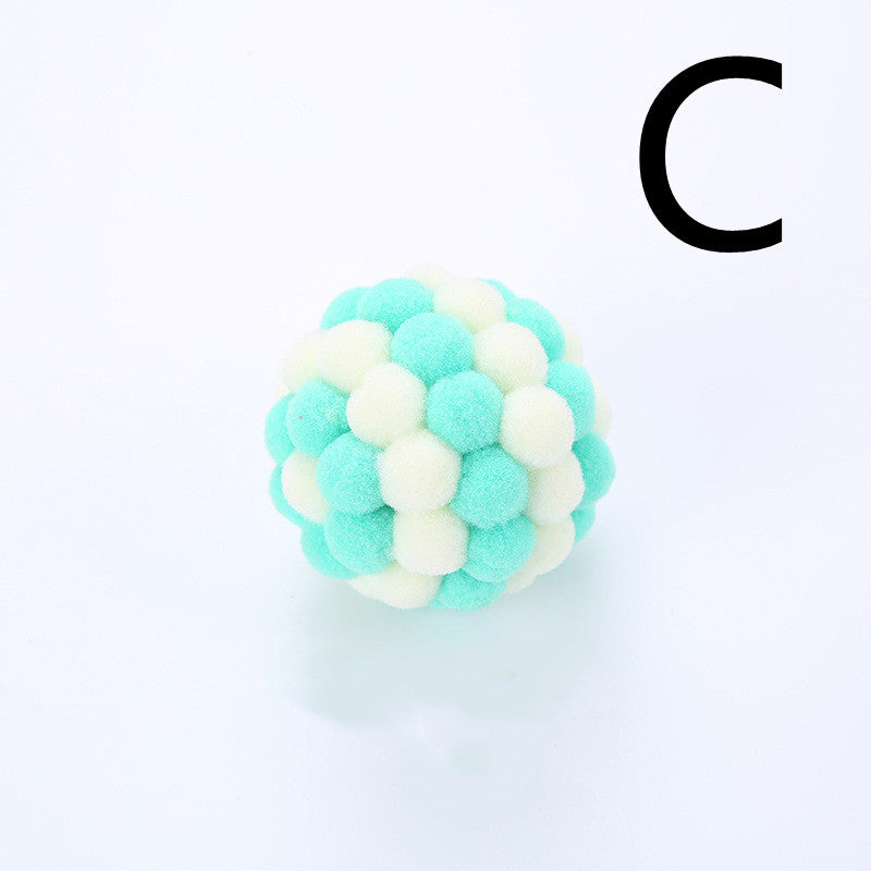 KFX-0750525 Colorful Plush Cat Toy Ball with Sound – Multi-Color Rainbow Design