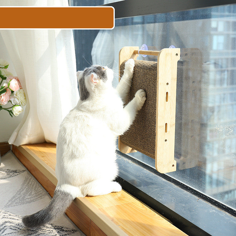 KFX-0808893 Vertical Cat Scratcher with Suction Cup, Durable Corrugated Paper Sofa Protector