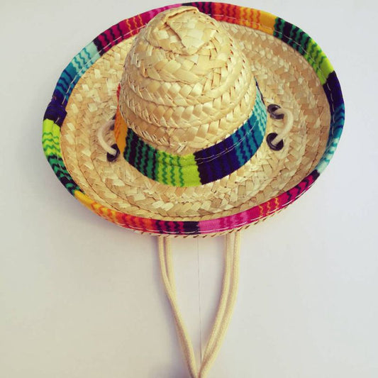 KFX-0891581 Stylish Mini Pet Straw Hat for Dogs and Cats – Mexican-Inspired Design with Unique Patterns