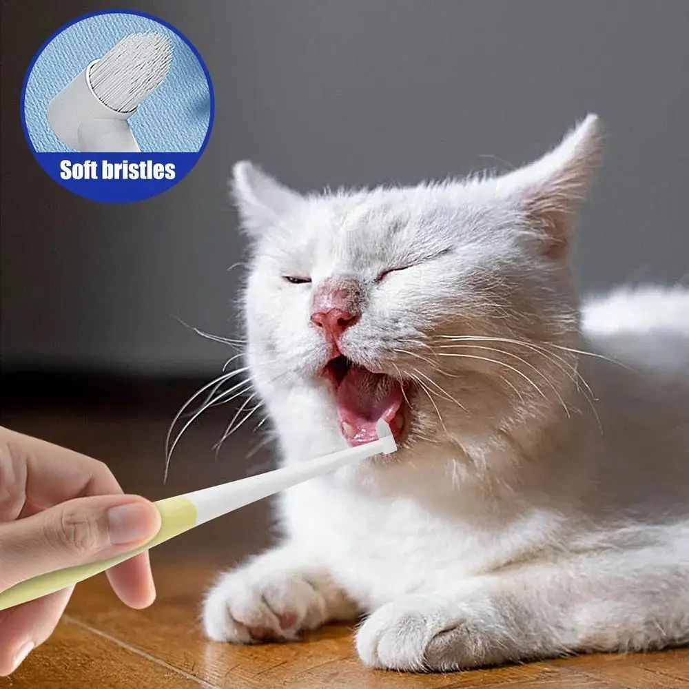 KFX-0918205 Cat and Small Dog Toothbrush with Soft Bristles and Anti-Slip Handle for Gentle Oral Care