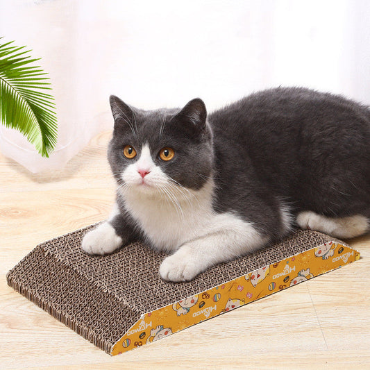 KFX-0939965 Trapezoidal Earth Brown Corrugated Cat Scratching Board - 36cm x 19.5cm x 3.5cm
