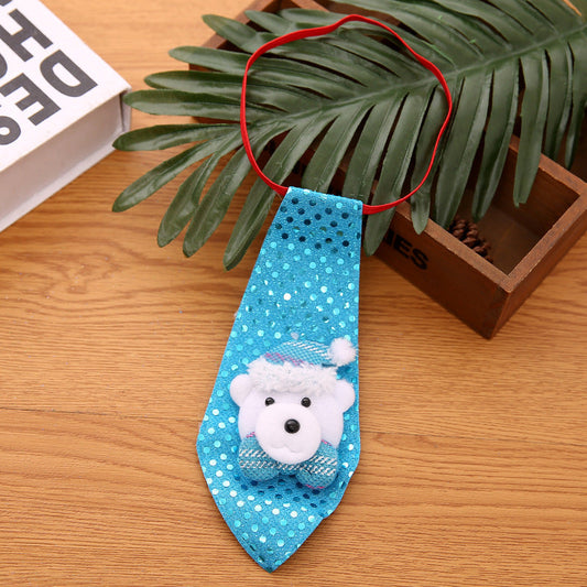 KFX-0942013 Christmas-Themed Sequin Tie Decorations - Old Man, Snowman, Elk, Bear - 20x8cm