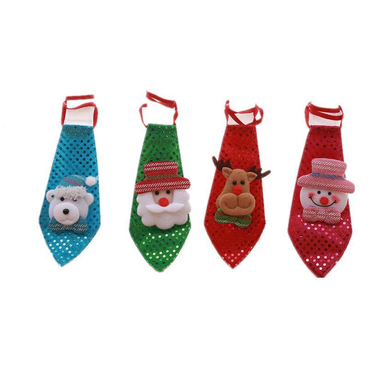 KFX-0942013 Christmas-Themed Sequin Tie Decorations - Old Man, Snowman, Elk, Bear - 20x8cm