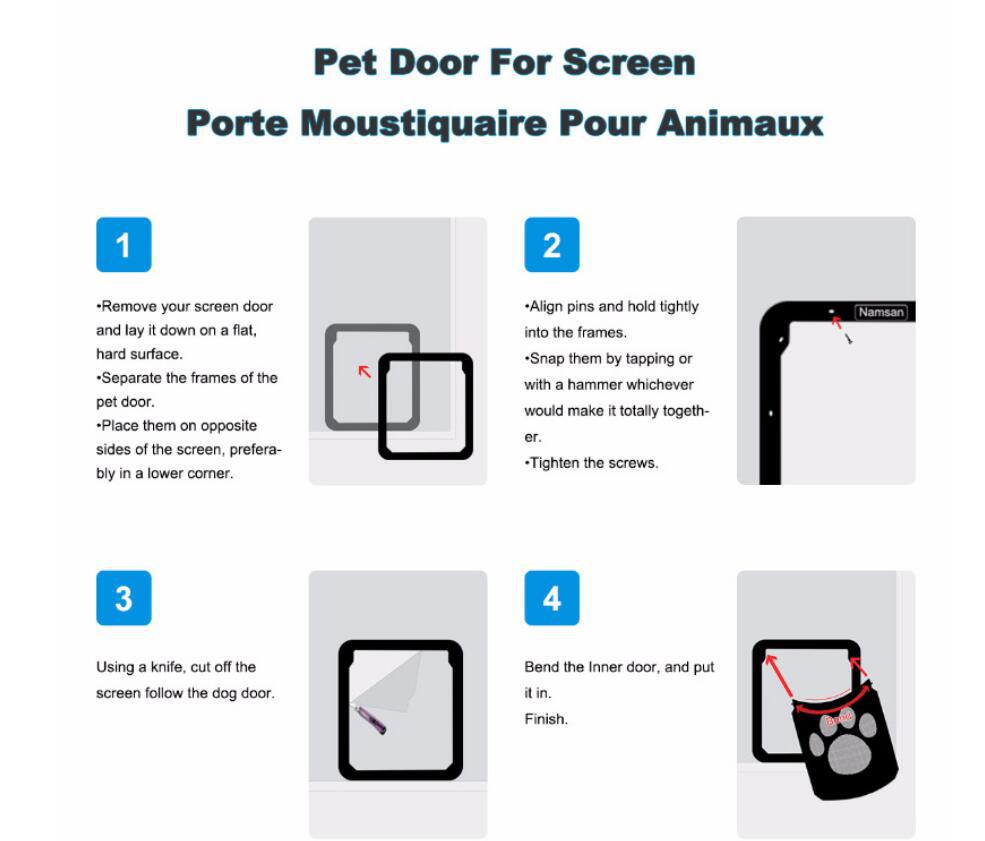 KFX-0983741 Lockable Plastic Pet Door for Screens and Windows - Durable ABS Material, Easy Access for Dogs and Cats, Black