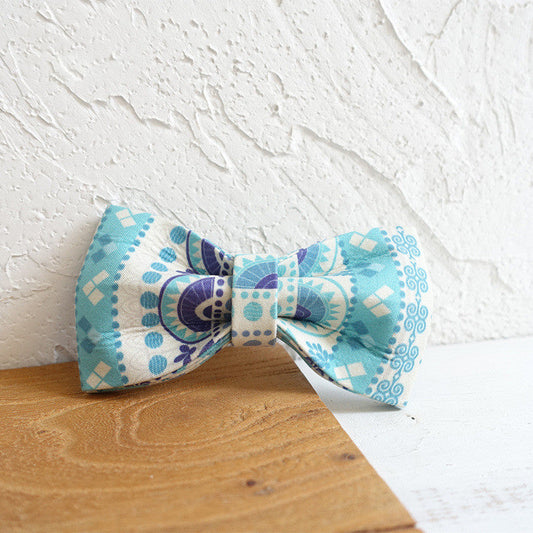 KFX-1007549 Blue Polyester Pet Bow Tie Collar - Size XS to XL