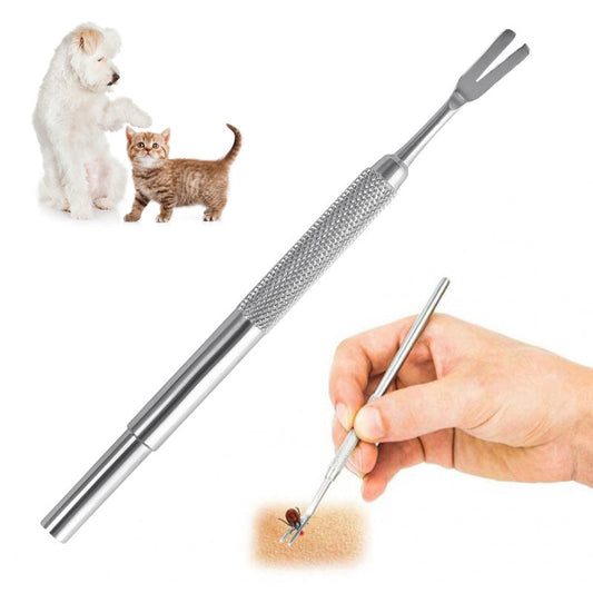 KFX-1022653 Professional Stainless Steel Tick Removal Tool for Cats and Dogs