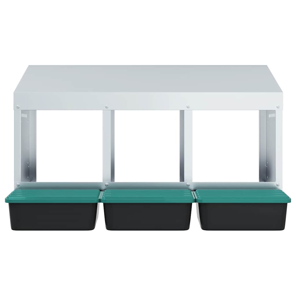 KFX-1072445 Wall-Mounted Chicken Nesting Box with 3 Compartments - Galvanized Steel Construction