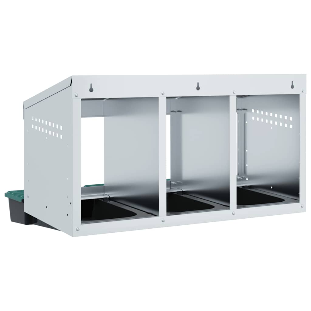 KFX-1072445 Wall-Mounted Chicken Nesting Box with 3 Compartments - Galvanized Steel Construction