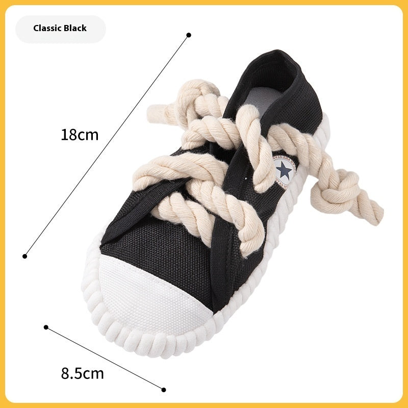 KFX-1110973 Dog Sound Slippers Toy for Stress Relief - Durable Molar Chew Toy in Rock Yellow, Black, and Sea Fog Blue