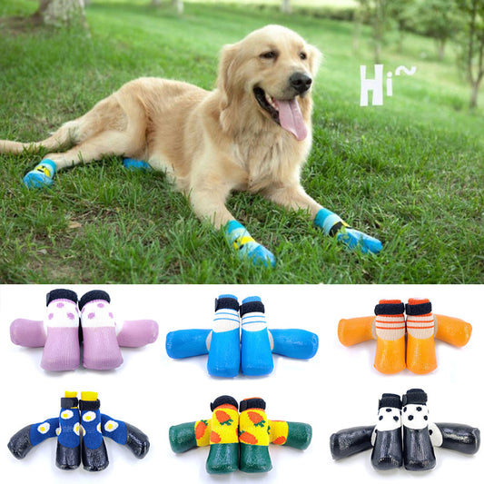 KFX-1115965 Fashion Minimalist Dog Socks Soft Soled Waterproof Scratch Proof Footwear - Anti-Slip Design