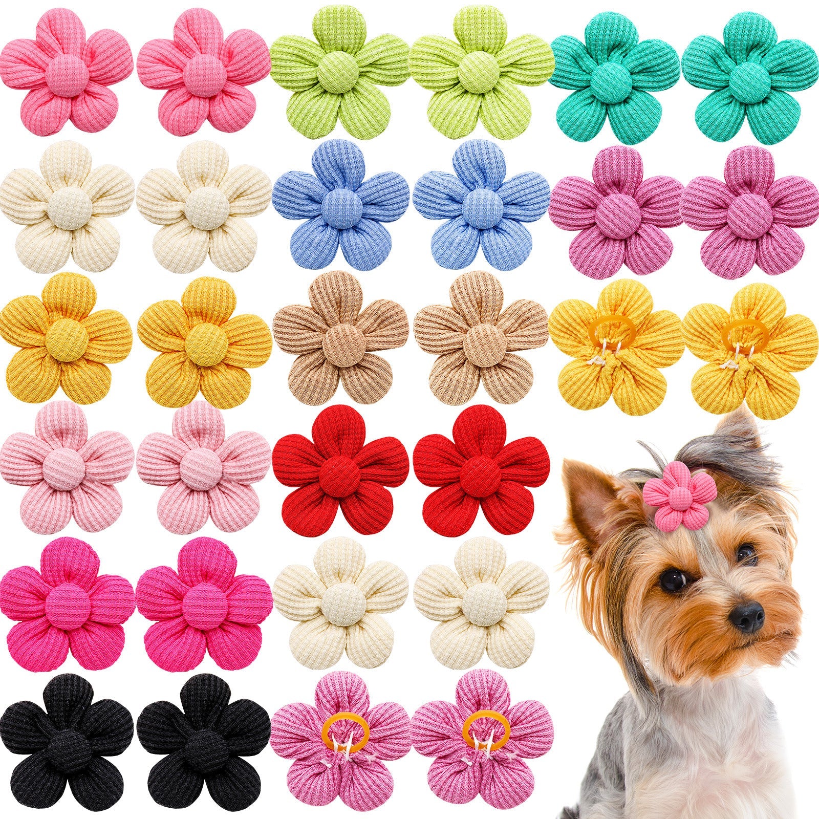 KFX-1120957 Spring Flower Pet Headdress for Dogs and Cats - Colorful Polyester Accessory