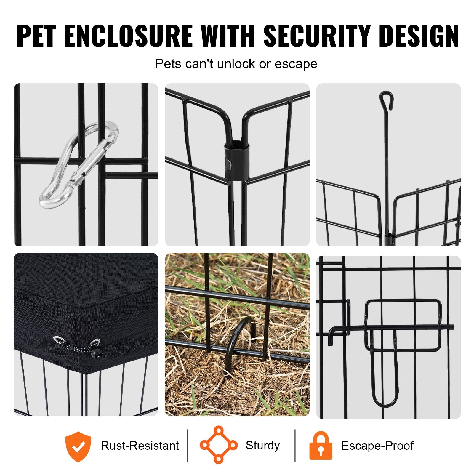 KFX-1137981 Foldable 8-Panel Metal Dog Exercise Playpen with Waterproof Cover, 30" Height, Perfect for Medium Pets