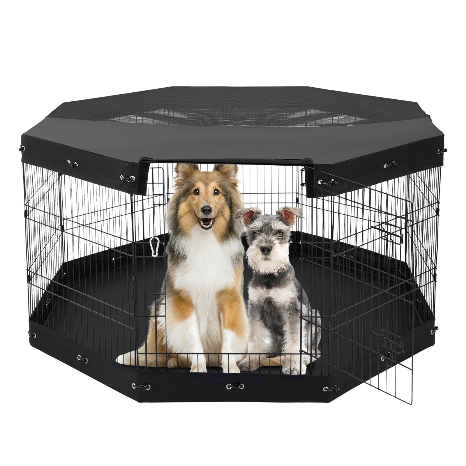 KFX-1137981 Foldable 8-Panel Metal Dog Exercise Playpen with Waterproof Cover, 30" Height, Perfect for Medium Pets