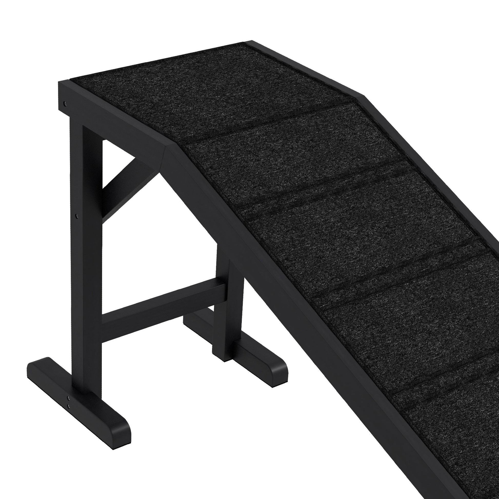 KFX-1147581 Non-Slip Carpet Pet Ramp with Platform for Dogs and Cats, Black 74" x 16" x 25"
