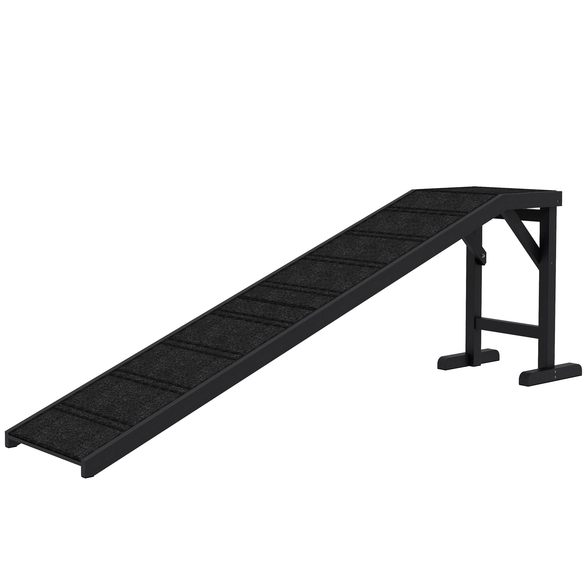 KFX-1147581 Non-Slip Carpet Pet Ramp with Platform for Dogs and Cats, Black 74" x 16" x 25"