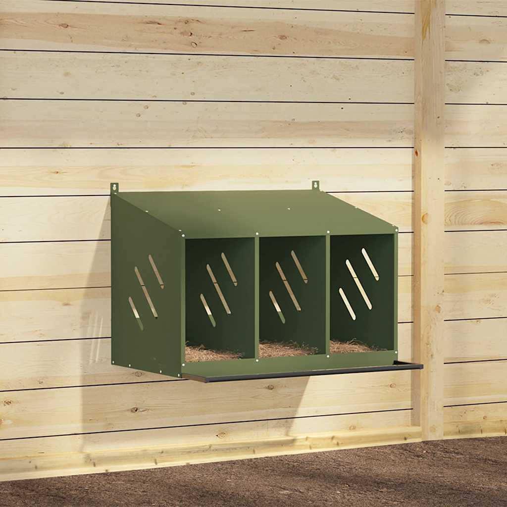 KFX-1170749 Olive Green Chicken Nesting Box with 3 Compartments for Comfortable Egg Laying