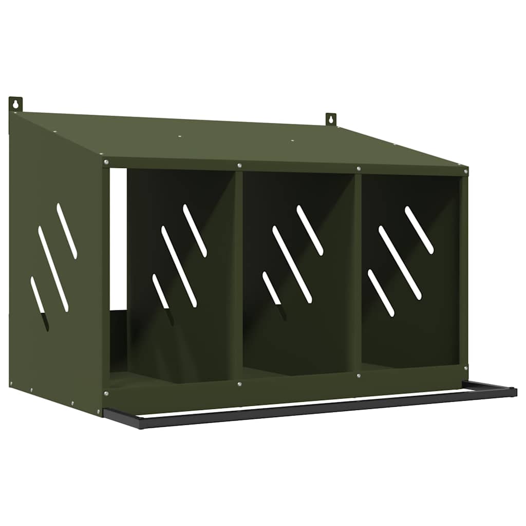 KFX-1170749 Olive Green Chicken Nesting Box with 3 Compartments for Comfortable Egg Laying