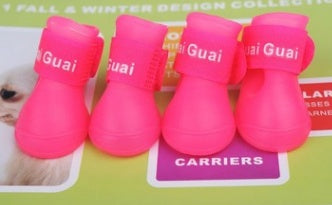 KFX-1181501 Waterproof Rubber Dog Rain Shoes - Available in Black, Rose, Purple, Yellow, Royal Blue - Sizes S, M, L
