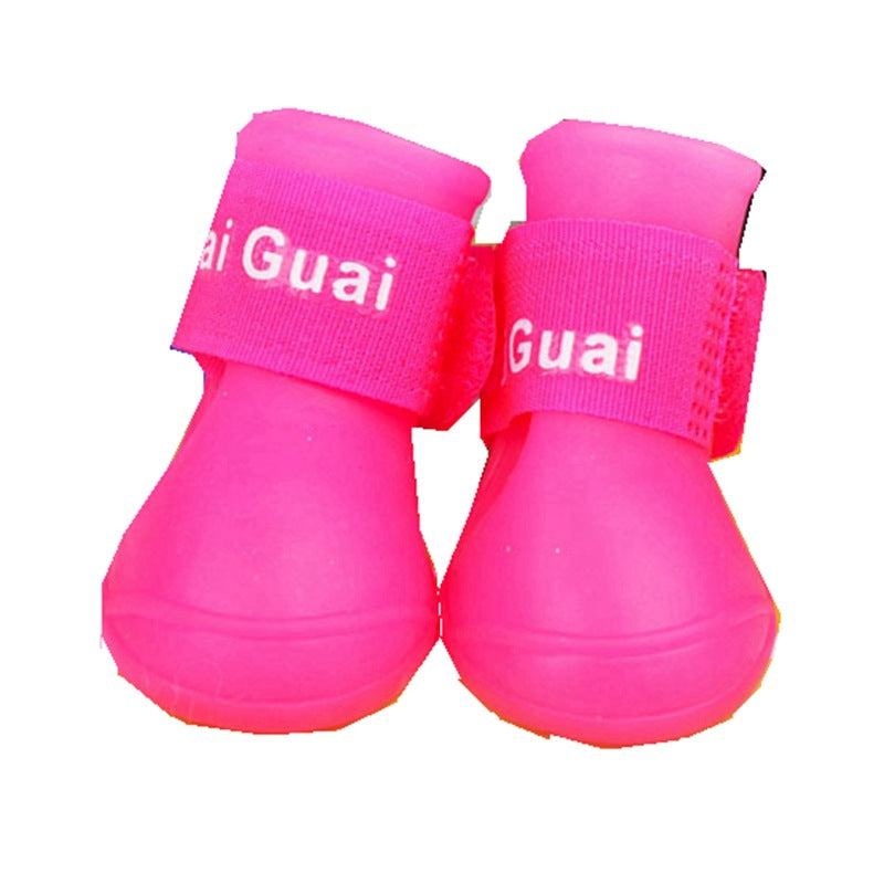 KFX-1181501 Waterproof Rubber Dog Rain Shoes - Available in Black, Rose, Purple, Yellow, Royal Blue - Sizes S, M, L